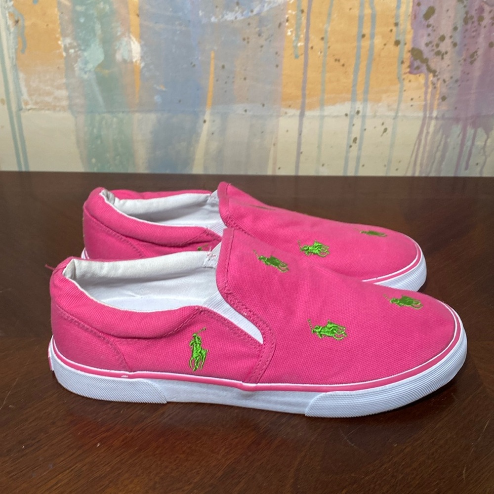 Polo Ralph Lauren Spinnaker II Repeat Pony Pink Green Slip-on  6